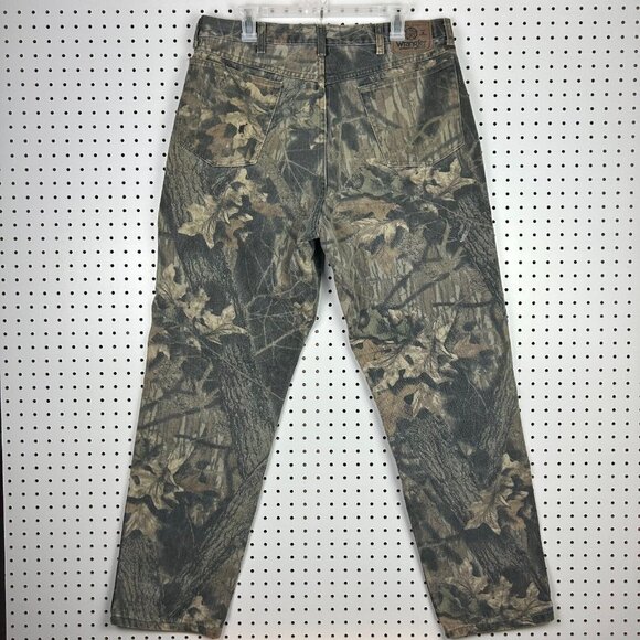 Wrangler Camo Double Knee Jean 36x34 Y2K Streetwear Skate Baggy Hunting 90s Worn - Picture 1 of 8